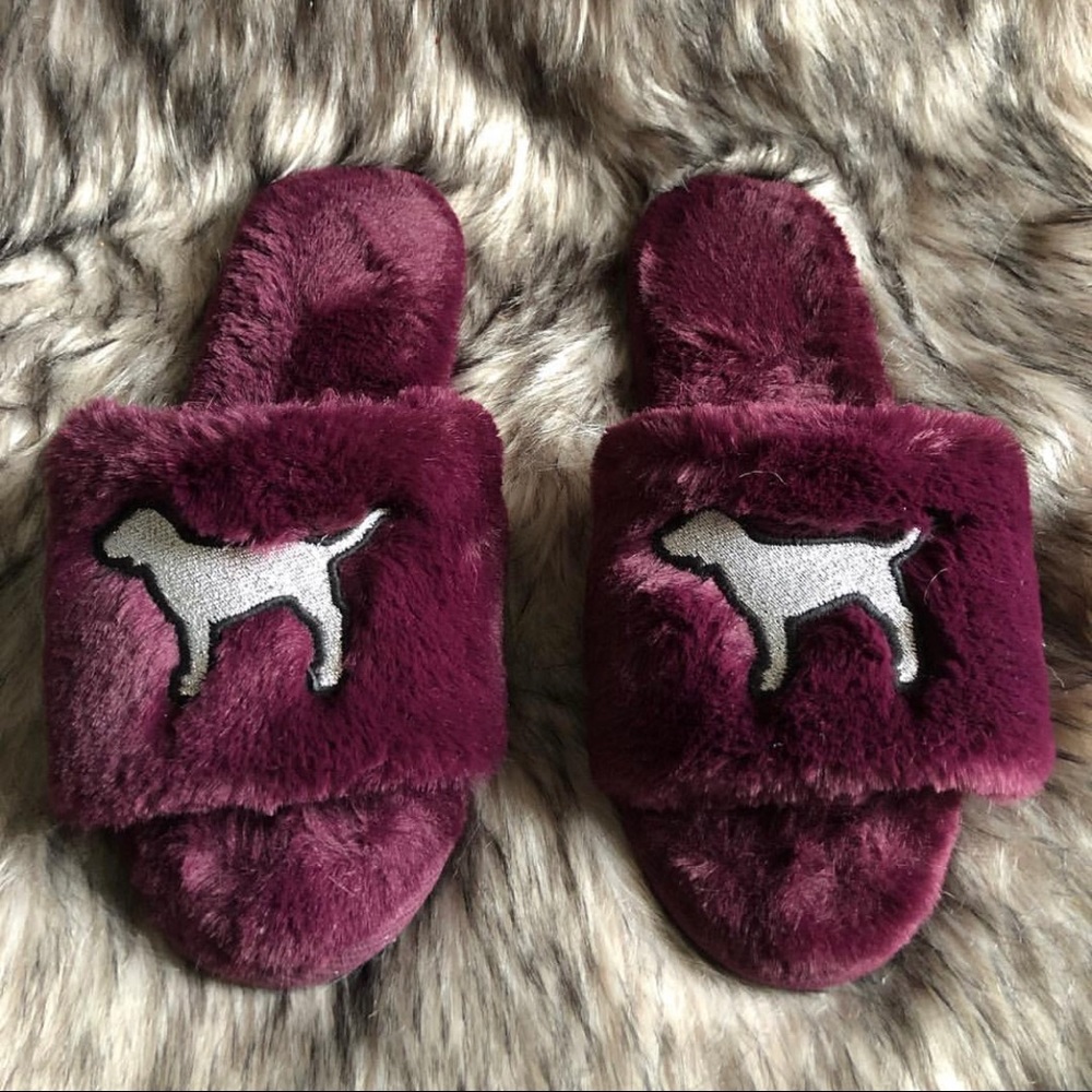 NWT PINK by VS Burgundy slippers